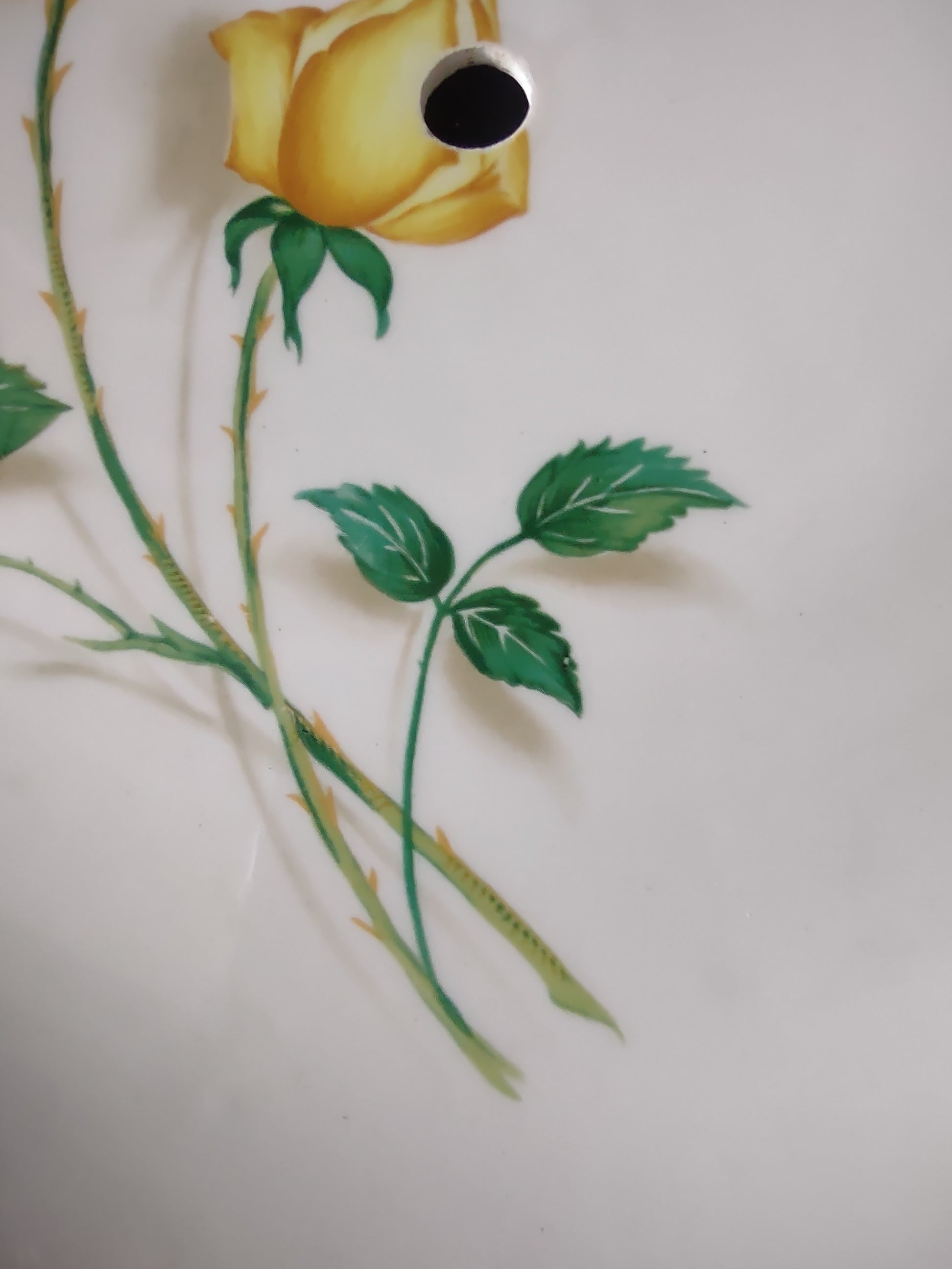 Vintage Yellow Rose 10" Replacement Plate for Tiered Cake Stand White Ceramic [6458]