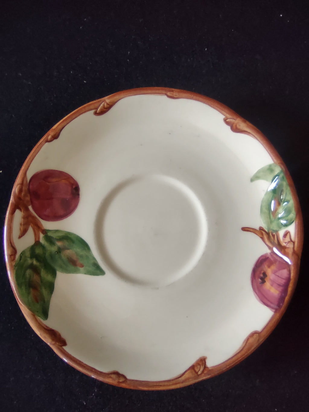 Vintage Franciscan Apple Saucer Red Green Cream California USA [6463]