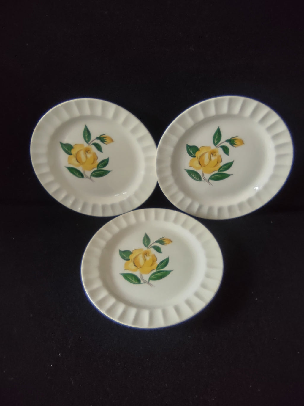 Vintage Cronin China Yellow Rose Bread & Butter Plate Set of 3 Ohio [6468]