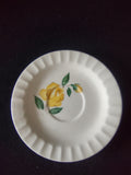 Vintage Yellow Rose Saucer White Scalloped Rim Hand Painted 6 Inch [6469]