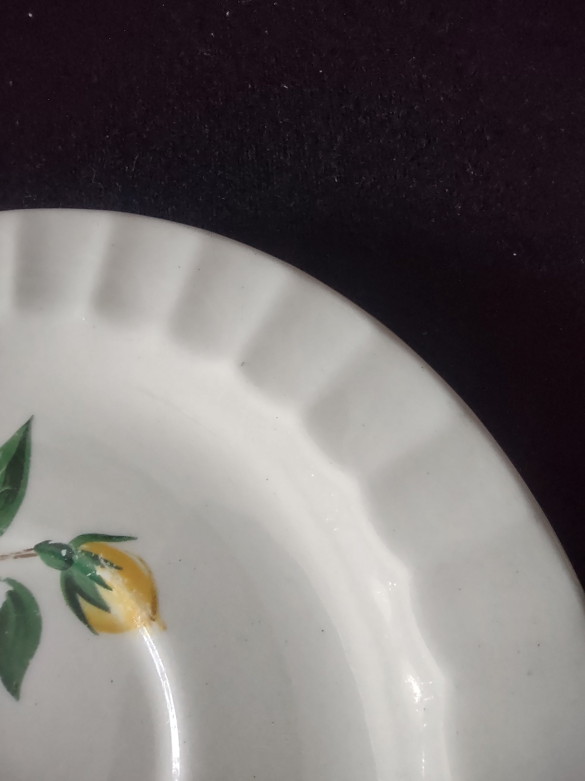 Vintage Yellow Rose Saucer White Scalloped Rim Hand Painted 6 Inch [6469]