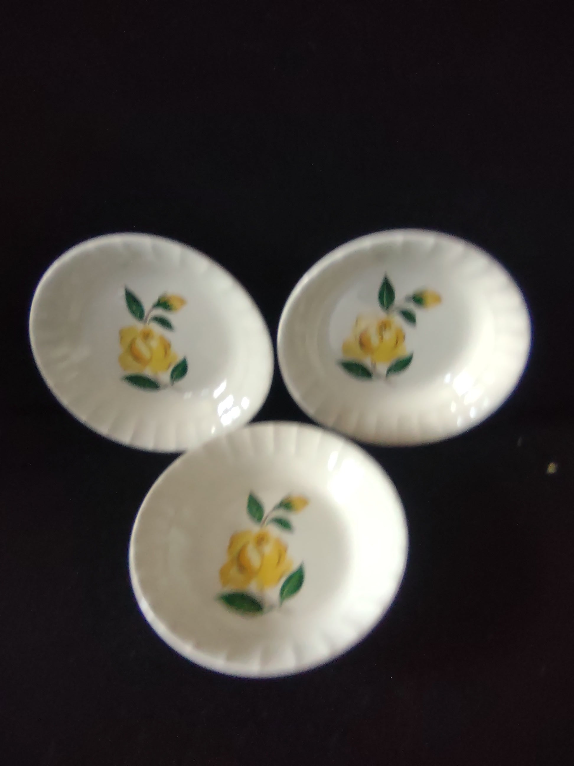 Vintage Cronin China Yellow Rose Berry Bowls Set of 3 Minerva Ohio [6475]