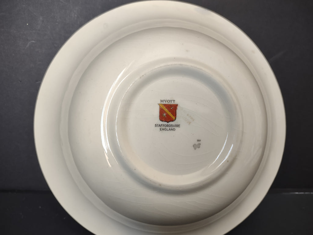Vintage Myott Bird of Paradise Red Serving Bowl Repaired Staffordshire [6490]