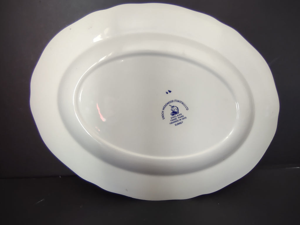 Vintage Enoch Tunstall Surrey Blue Yellow Floral Oval Platter Repaired [6491]