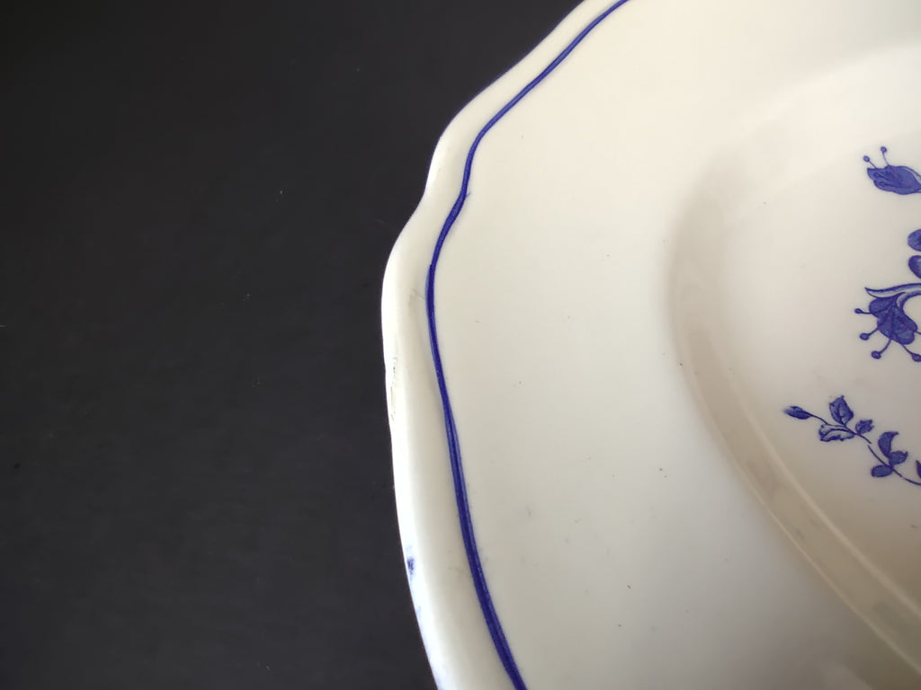 Vintage Enoch Tunstall Surrey Blue Yellow Floral Oval Platter Repaired [6491]