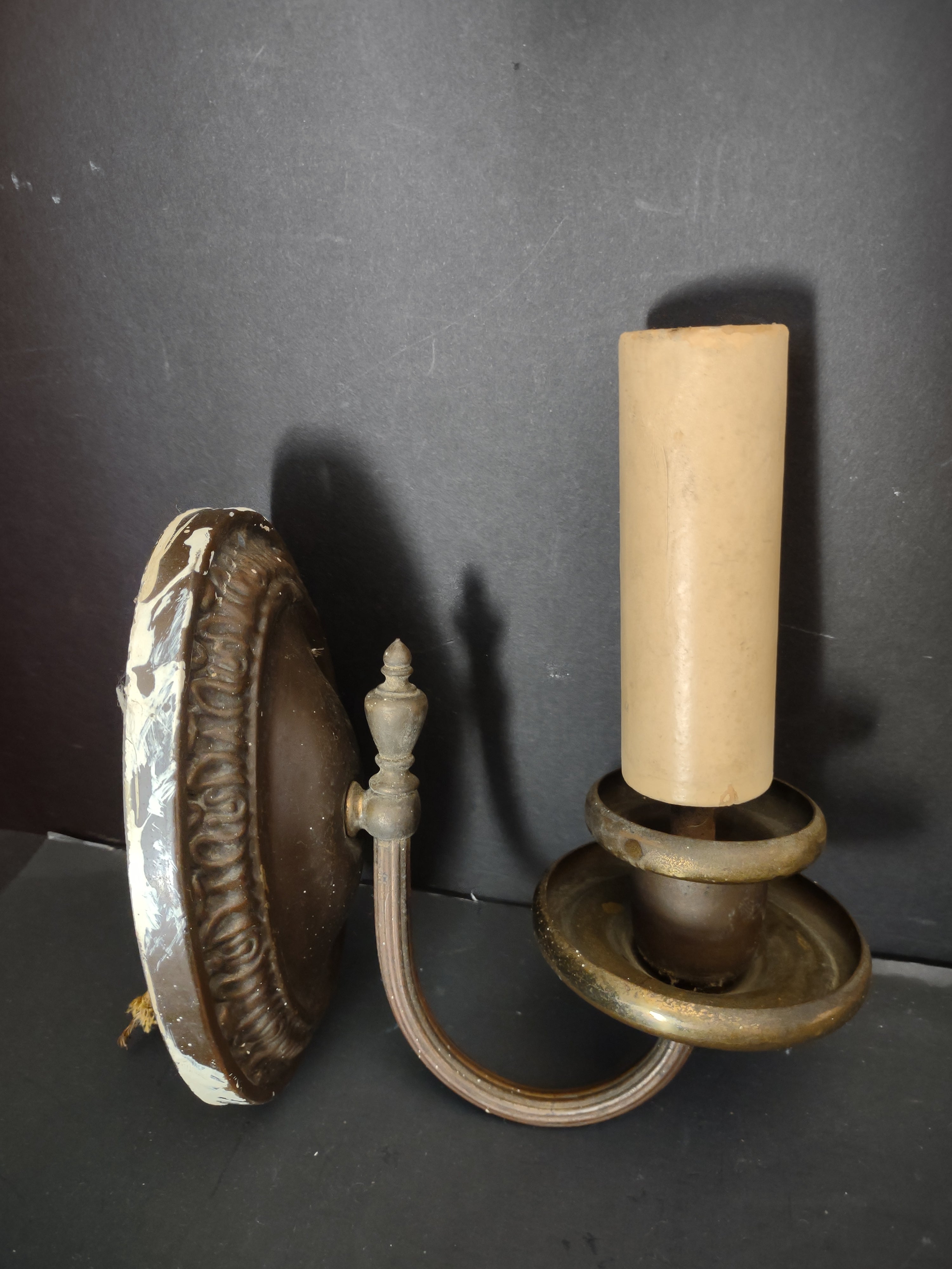 Vintage Brass Bronze Single Arm Wall Sconce Candle Light Fixture [6493]