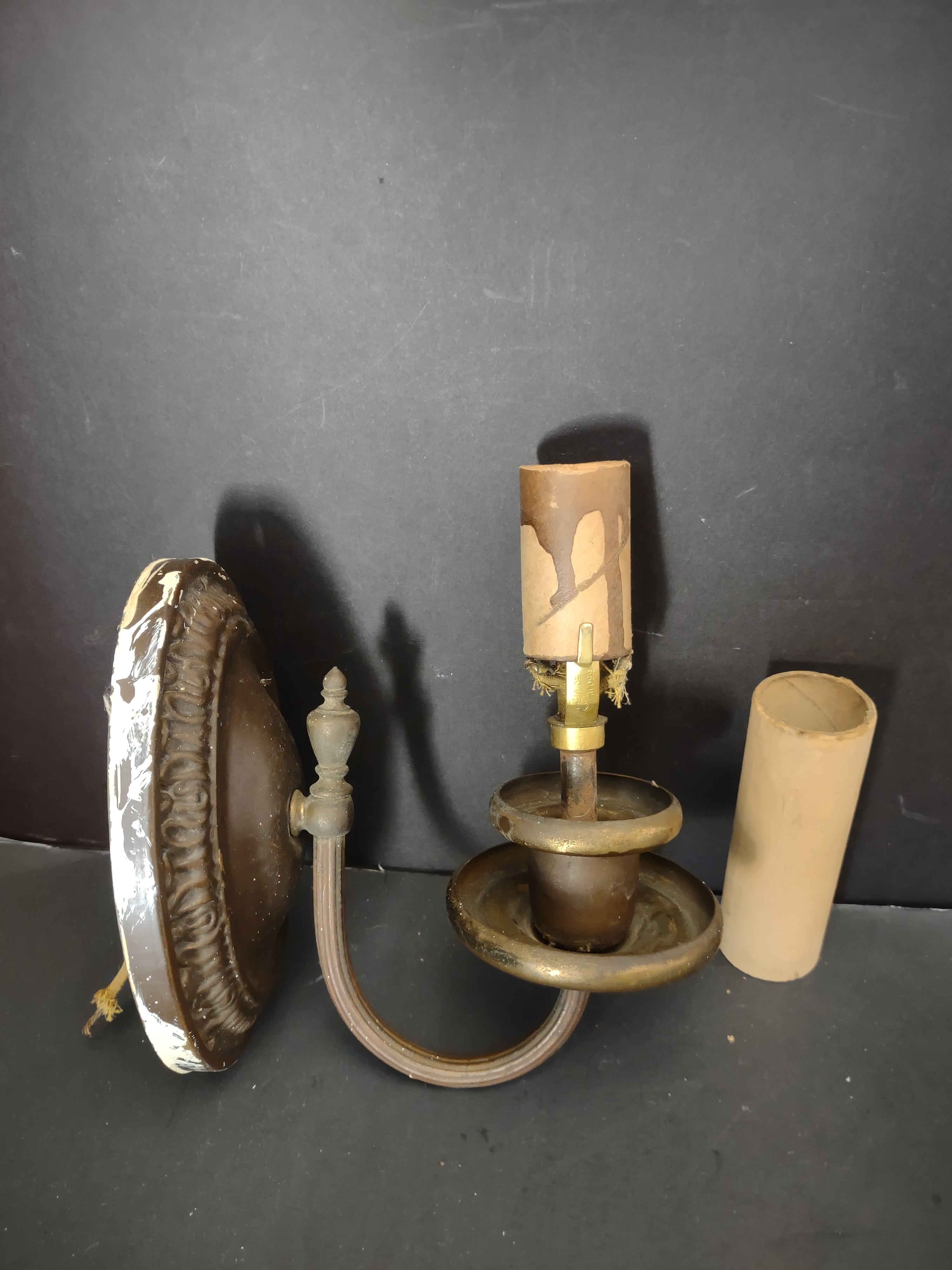 Vintage Brass Bronze Single Arm Wall Sconce Candle Light Fixture [6493]
