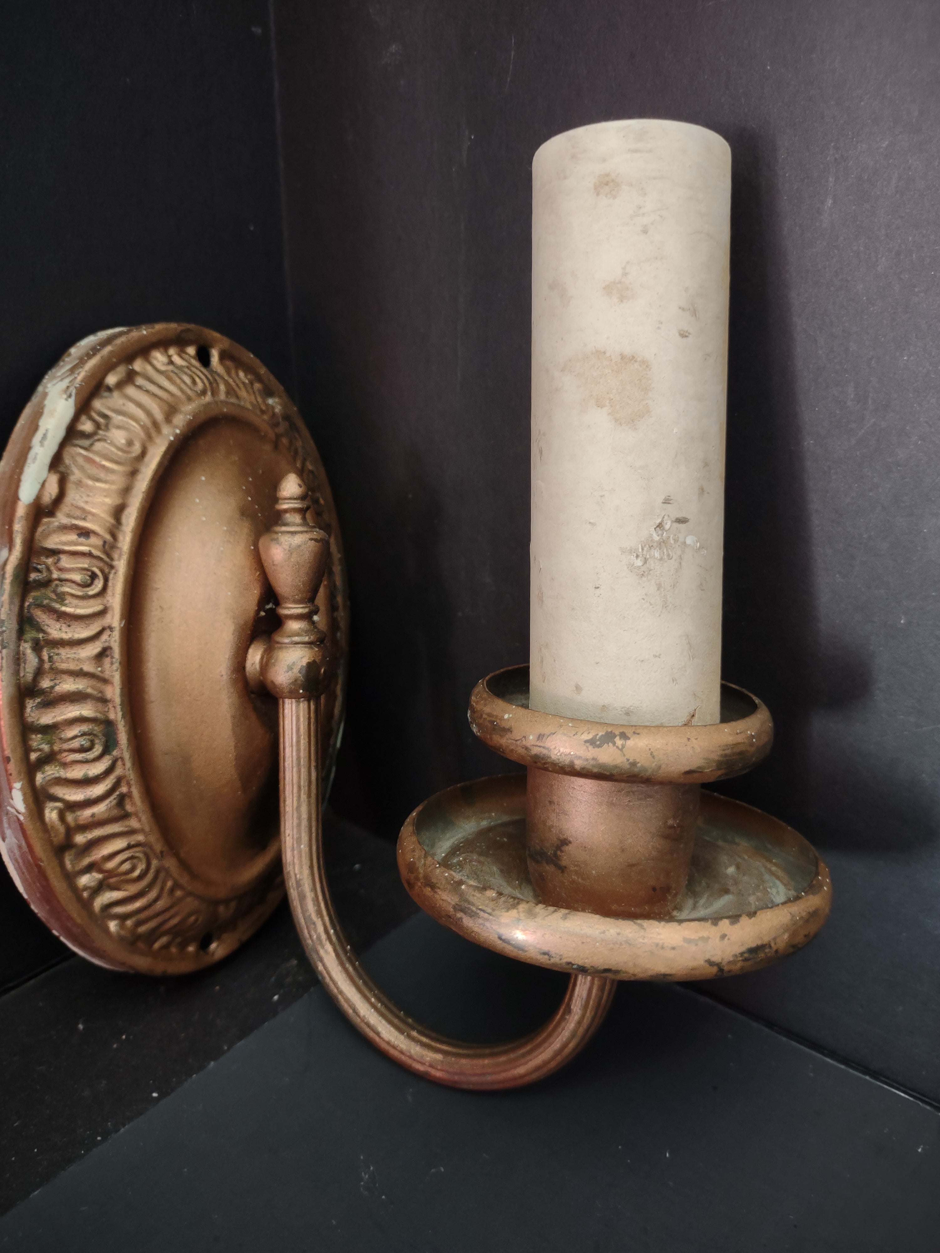 Vintage Brass Bronze Single Arm Wall Sconce Candle Light Fixture [6494]