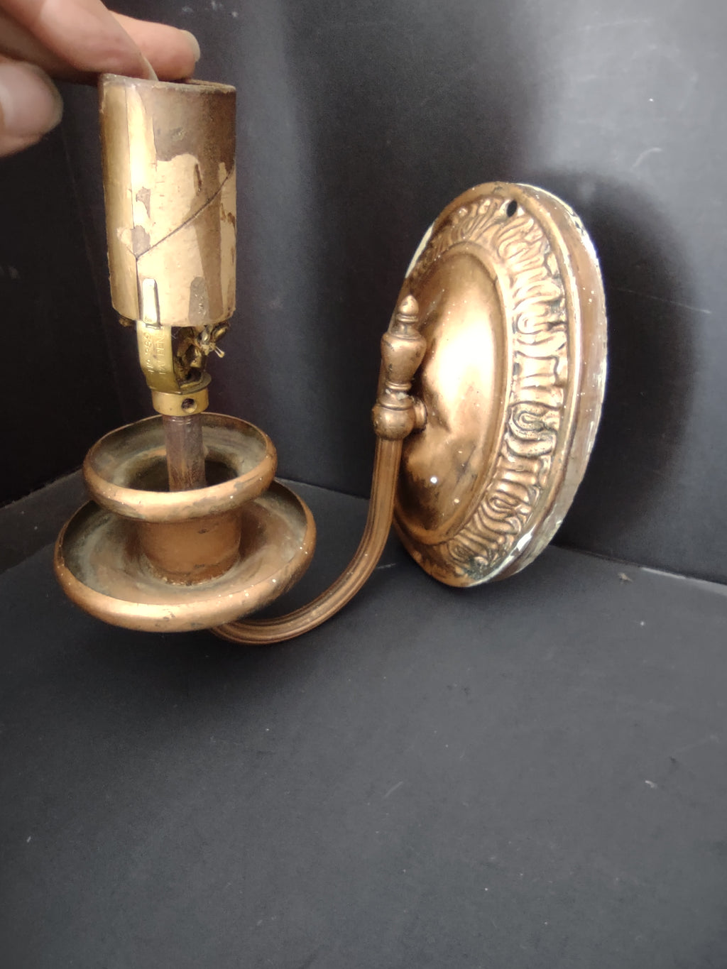 Vintage Brass Bronze Single Arm Wall Sconce Candle Light Fixture [6494]