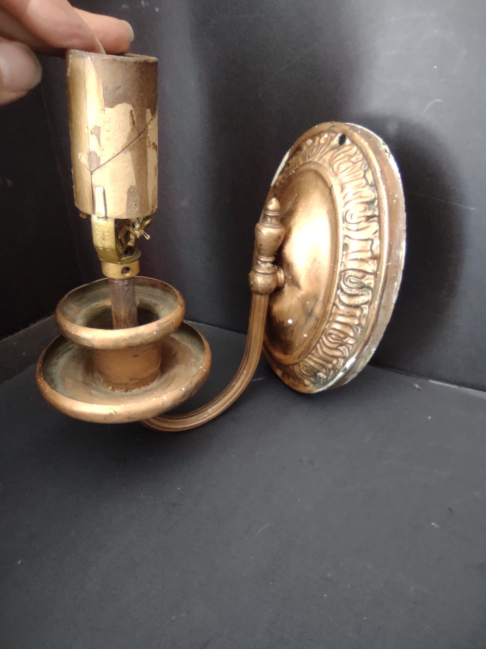 Vintage Brass Bronze Single Arm Wall Sconce Candle Light Fixture [6494]