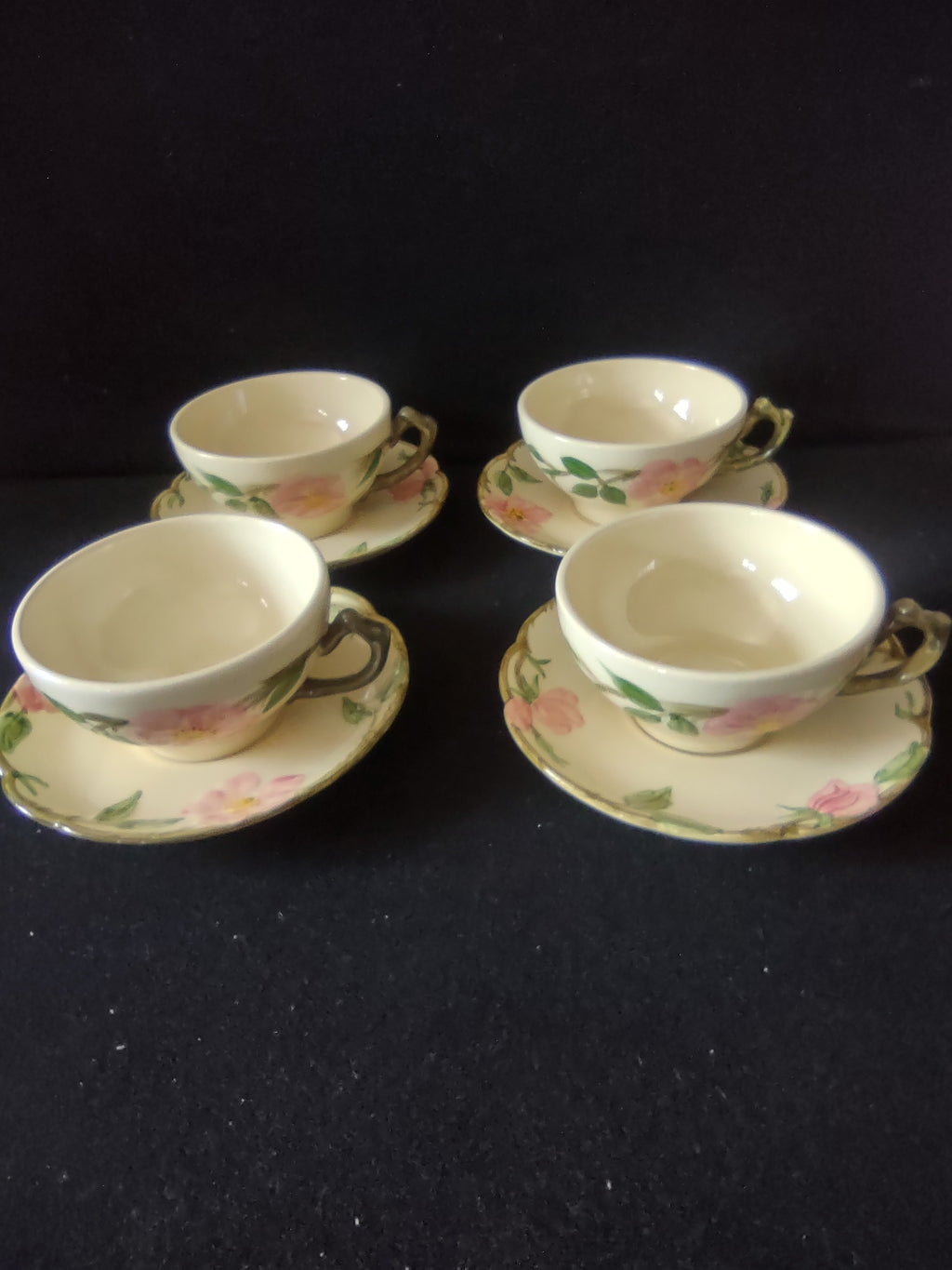 Vintage Franciscan Desert Rose Cup & Saucer Set of 4 Pink Rose [6499]