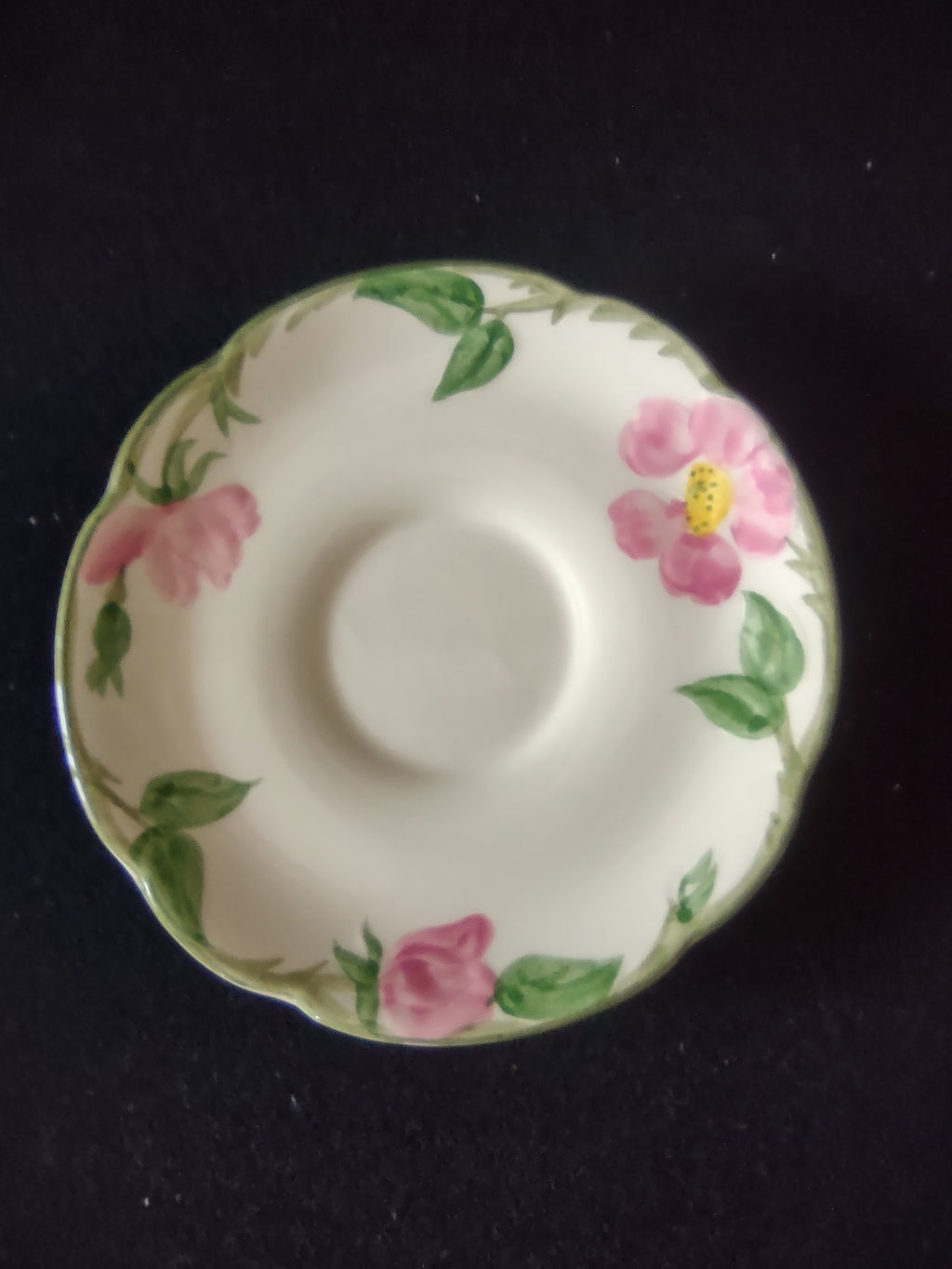 Vintage Franciscan Desert Rose Saucer Pink Floral Green USA 6" [6501]