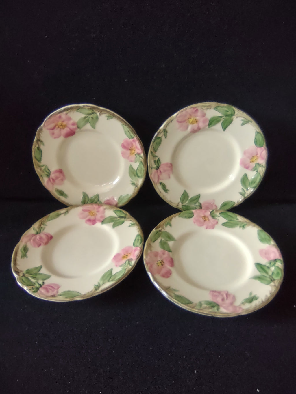 Vintage Franciscan Desert Rose Bread Butter Plates Pink Set of 4 USA [6507]