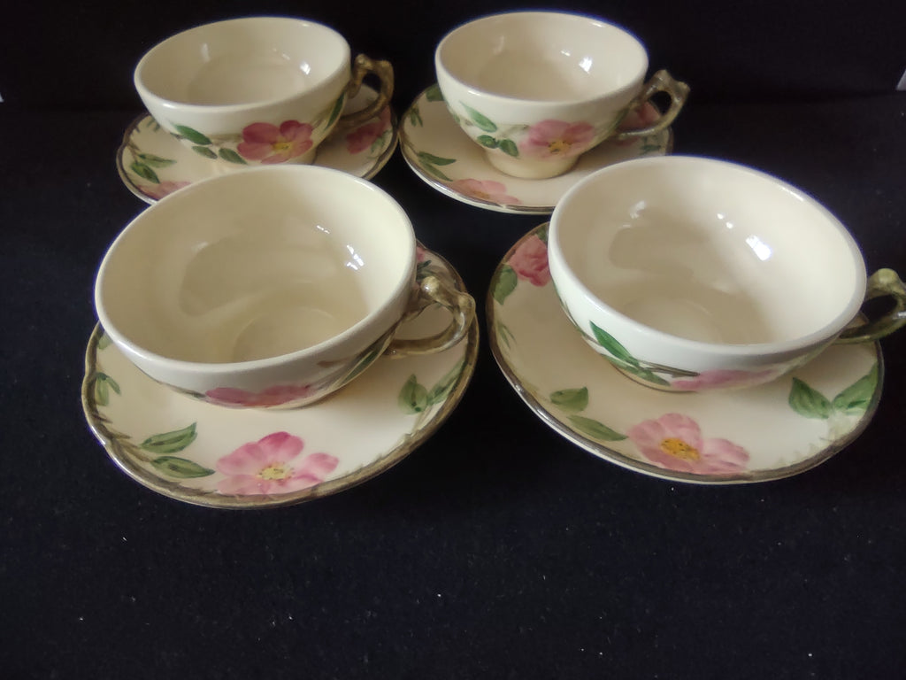 Vintage Franciscan Desert Rose Cup & Saucer Sets Set of 4 Pink [6508]