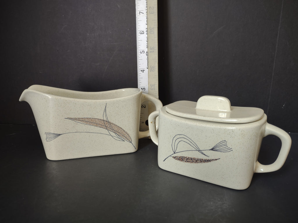Vintage Franciscan Trio Creamer & Sugar Bowl Set Lid REPAIRED Earthenware [6525]