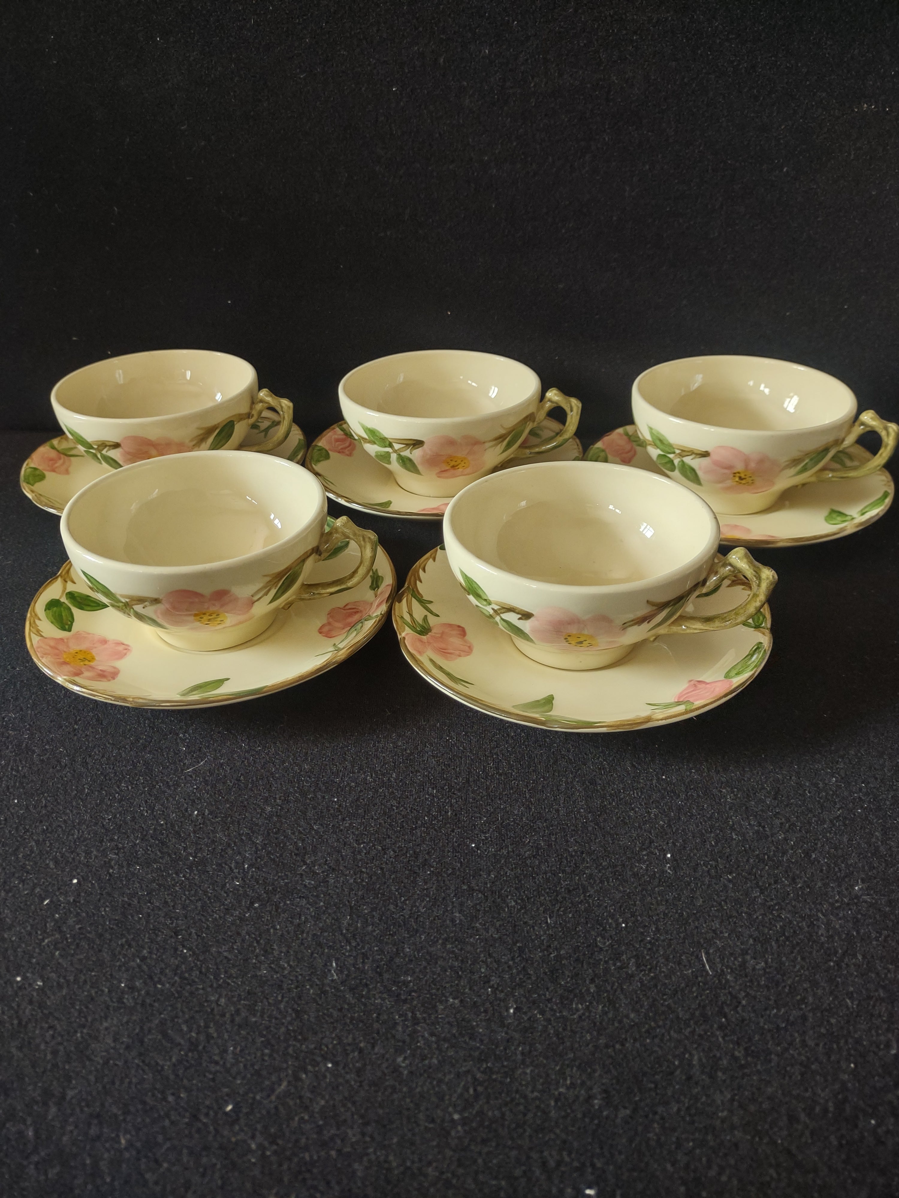 Vintage Franciscan Desert Rose Cup & Saucer Set of 5 USA [6509]