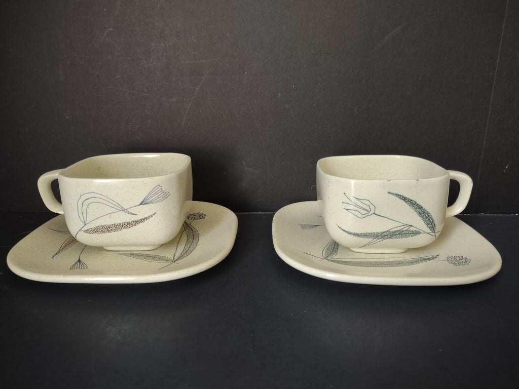 Vintage Franciscan Trio Cup & Saucer Sets Set of 2 Small Chips [6526]