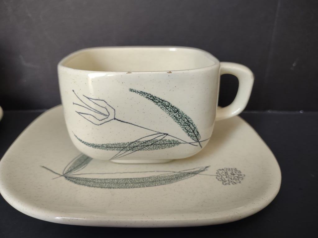 Vintage Franciscan Trio Cup & Saucer Sets Set of 2 Small Chips [6526]