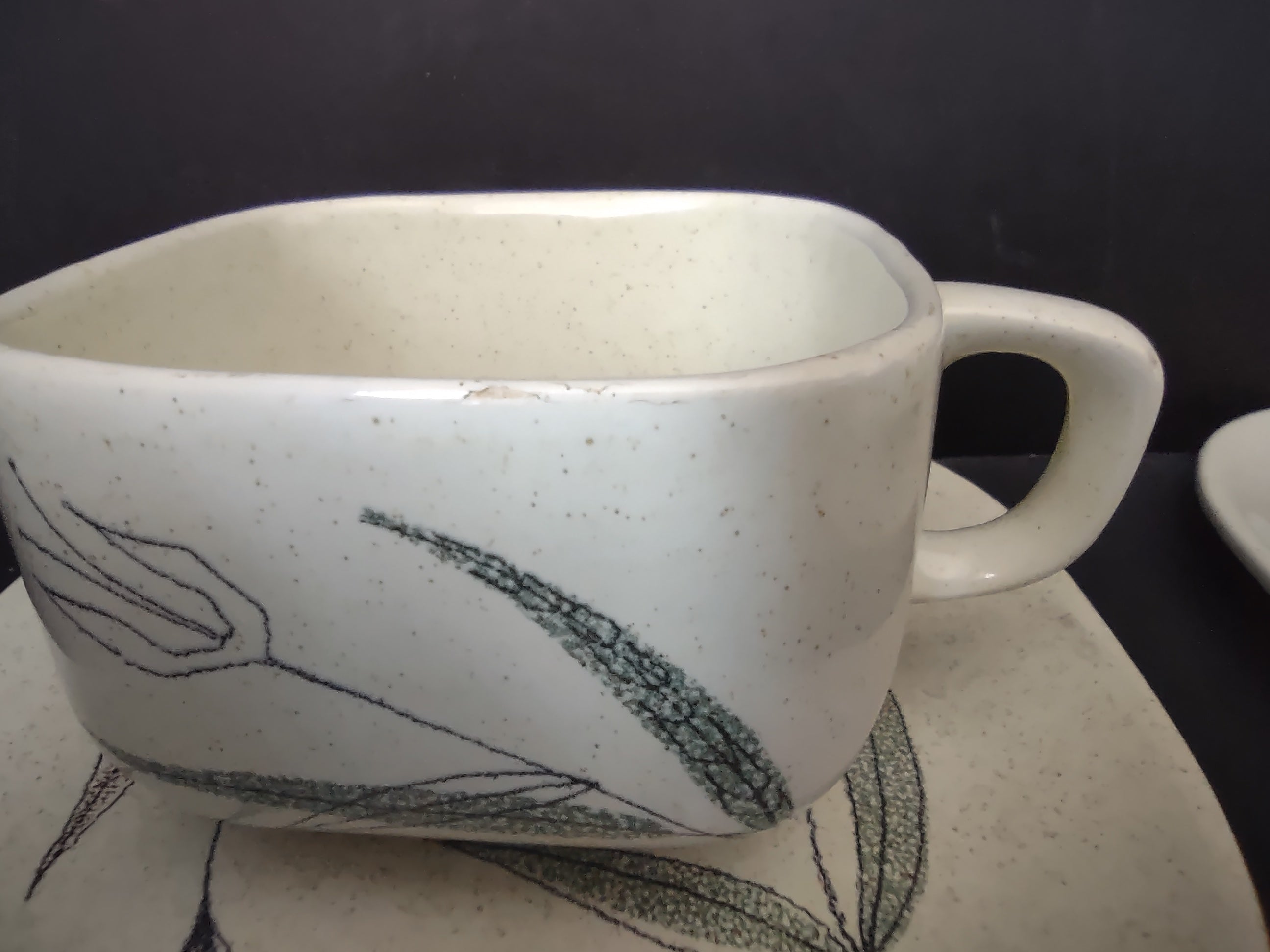 Vintage Franciscan Trio Cup & Saucer Sets Set of 2 Small Chips [6526]