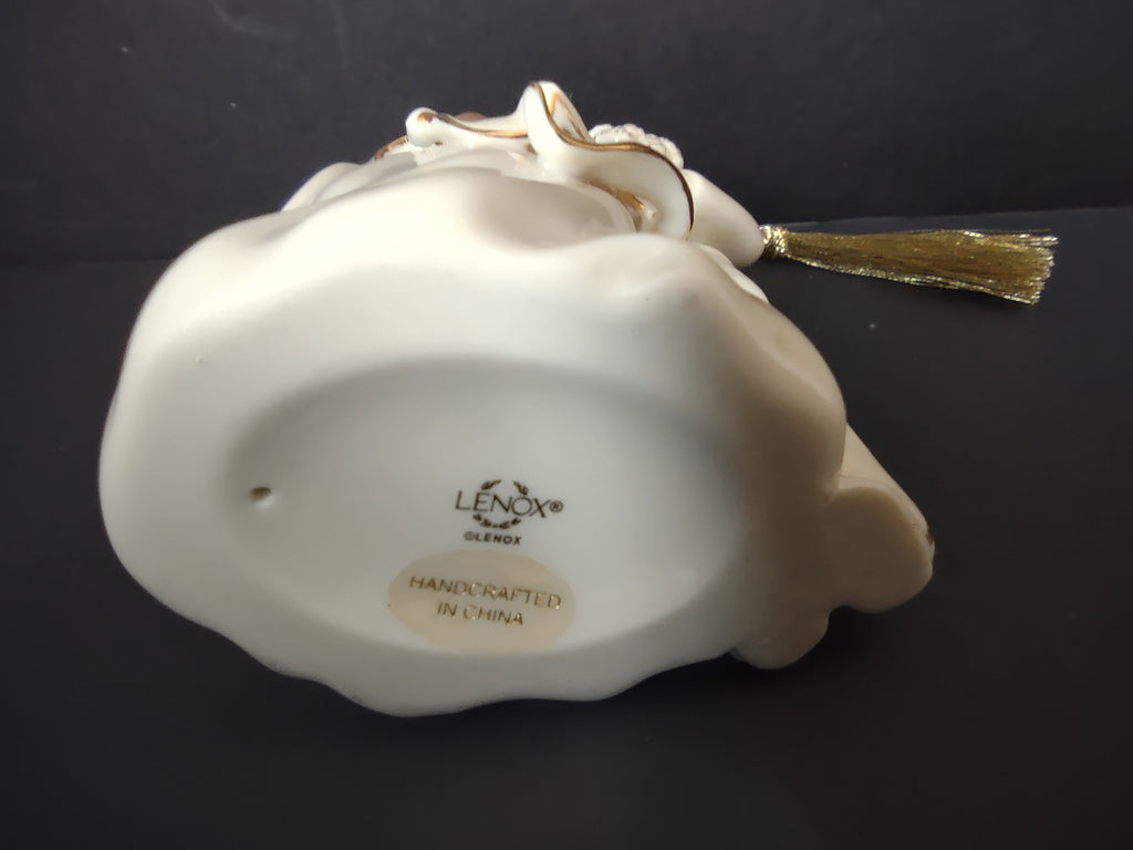 Vintage Lenox Porcelain Bride Groom Wedding Ornament Cream Gold Tassel [4868]