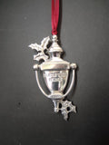 Vintage Lenox 2001 Bless This Home Door Knocker Pewter Ornament Holly [4869]