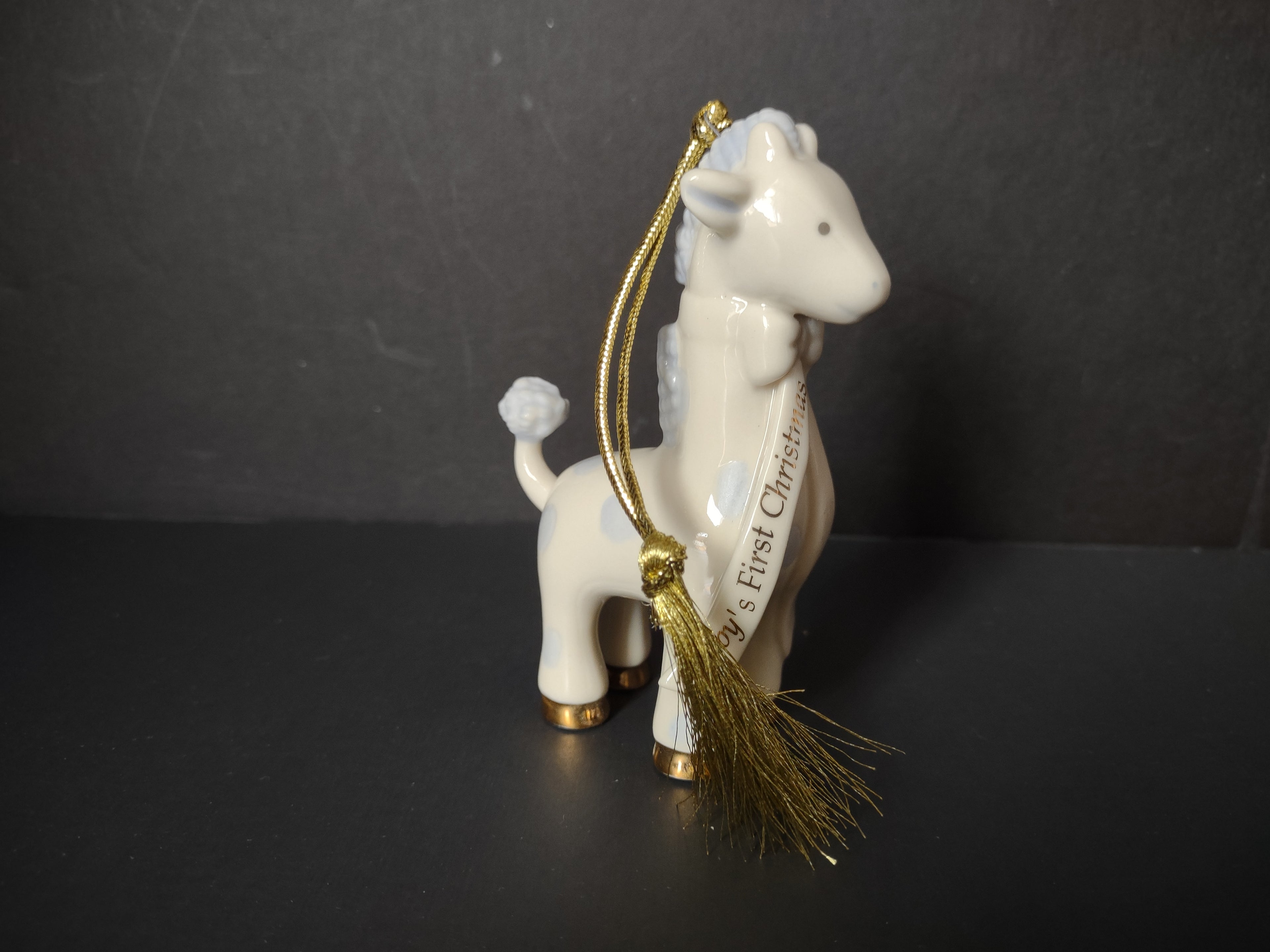 Vintage Lenox Porcelain Baby's First Christmas Giraffe Ornament Gold [4872]