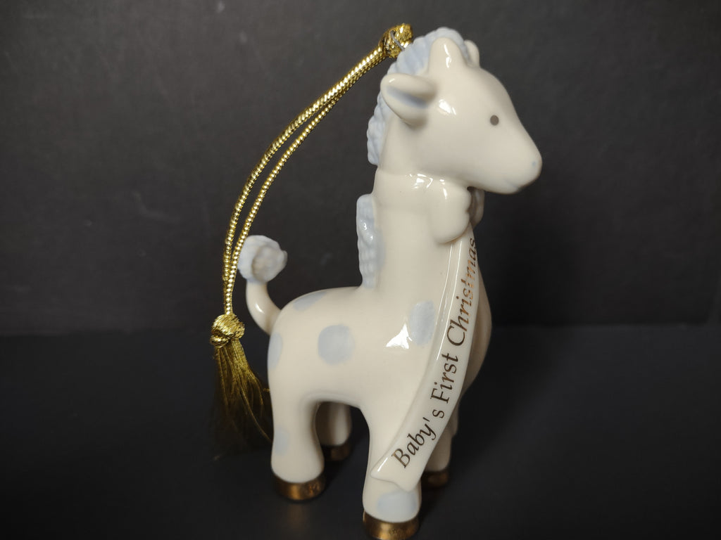 Vintage Lenox Porcelain Baby's First Christmas Giraffe Ornament Gold [4872]