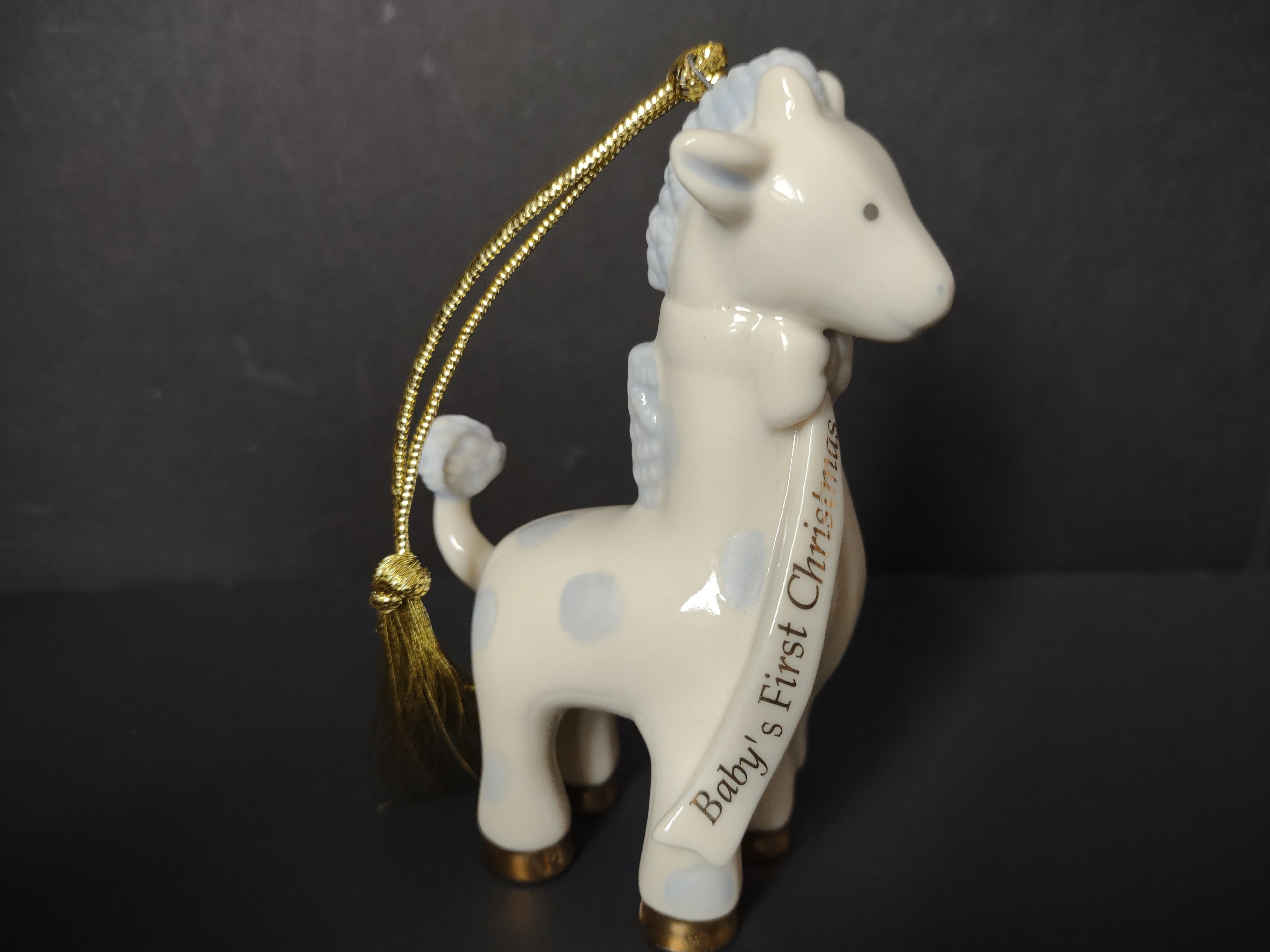 Vintage Lenox Porcelain Baby's First Christmas Giraffe Ornament Gold [4872]