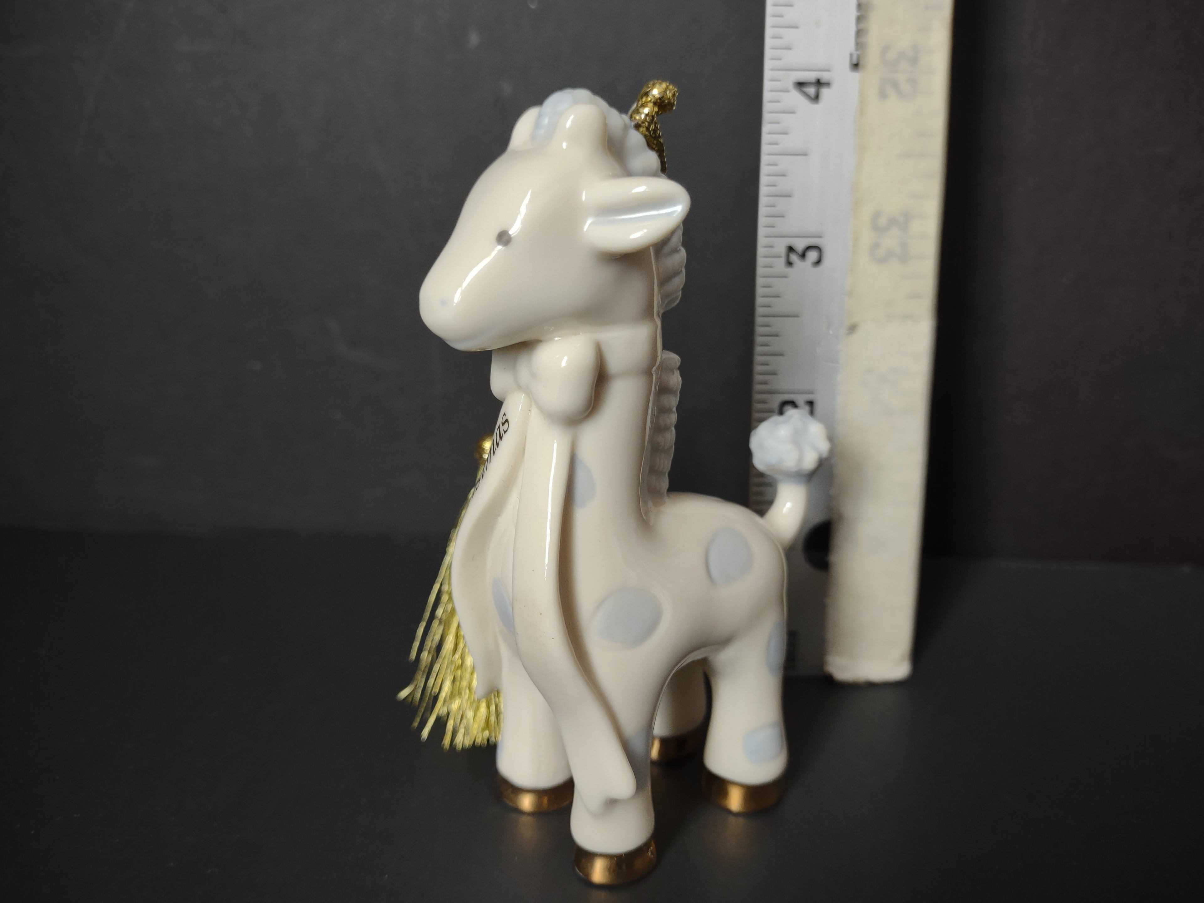 Vintage Lenox Porcelain Baby's First Christmas Giraffe Ornament Gold [4872]