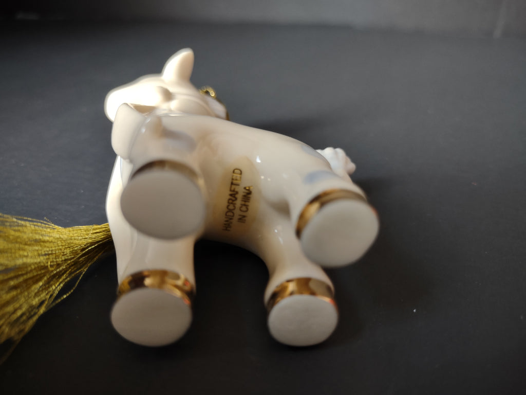 Vintage Lenox Porcelain Baby's First Christmas Giraffe Ornament Gold [4872]