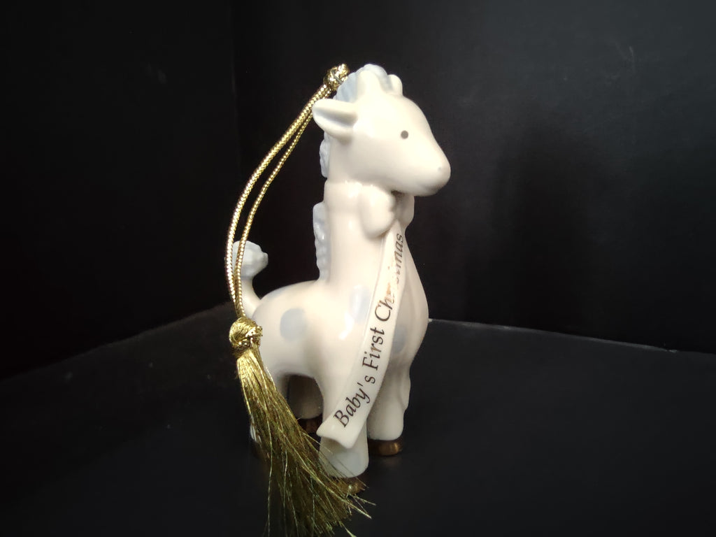 Vintage Lenox Porcelain Baby's First Christmas Giraffe Ornament Gold [4872]