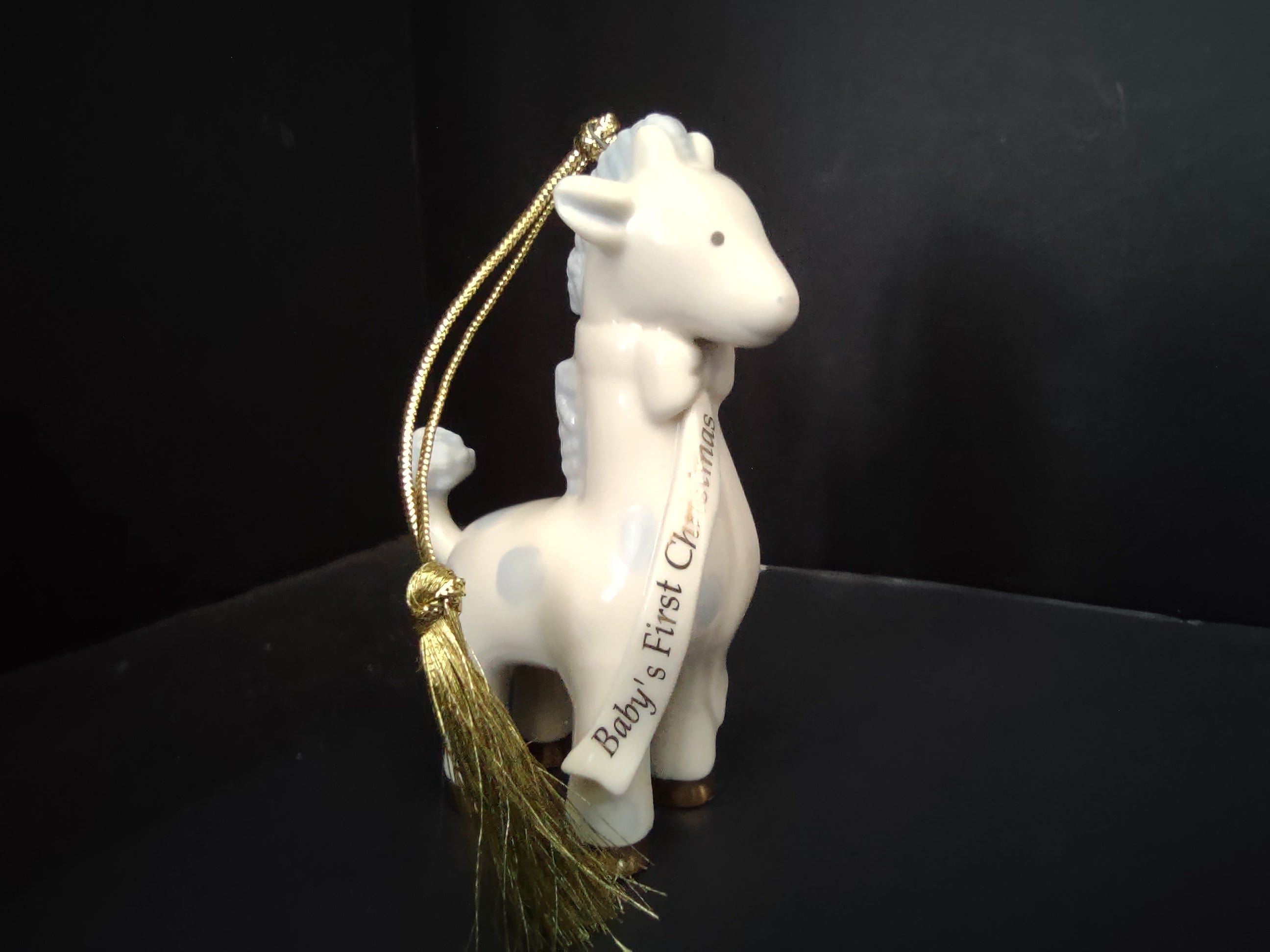 Vintage Lenox Porcelain Baby's First Christmas Giraffe Ornament Gold [4872]