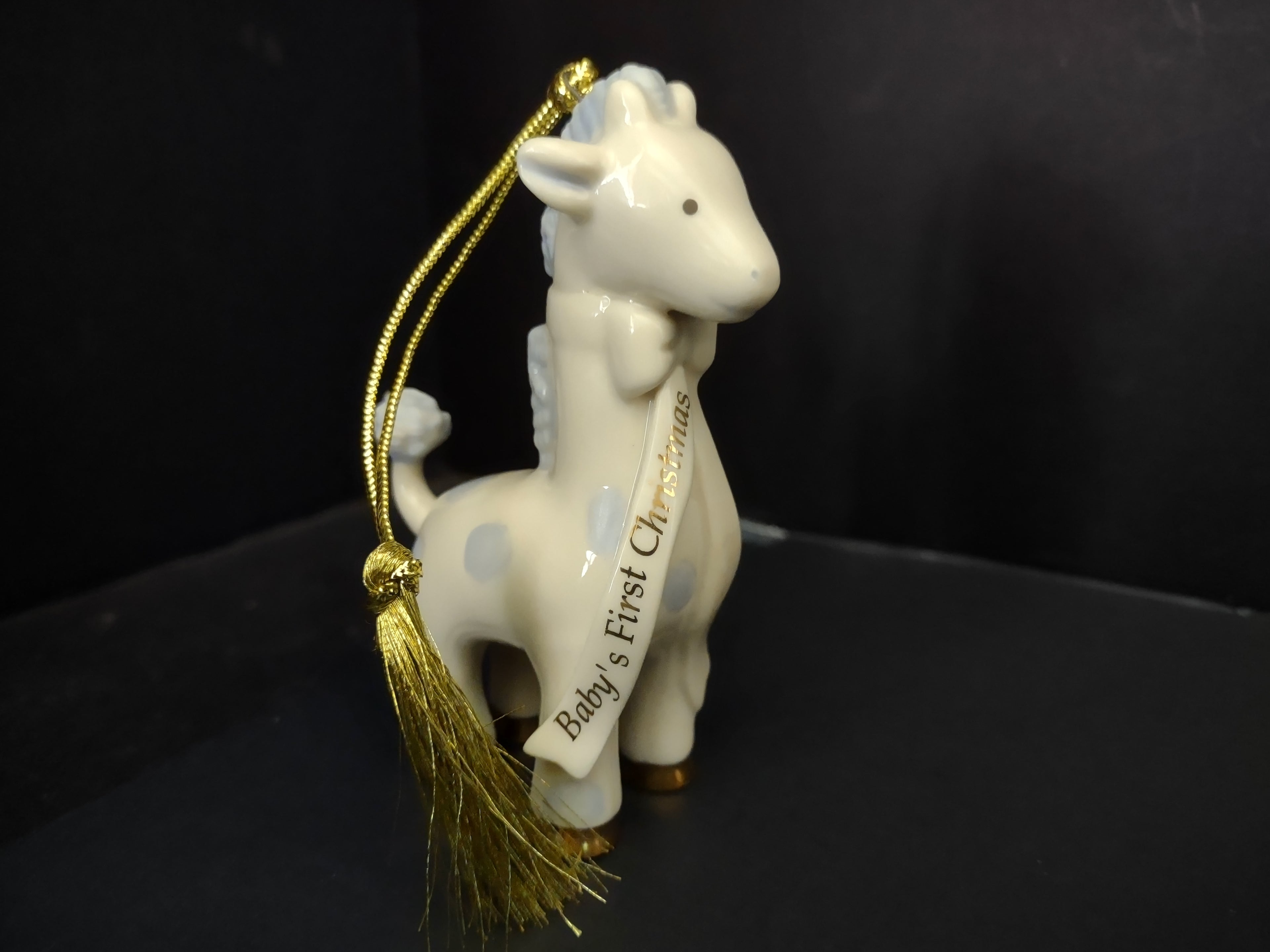 Vintage Lenox Porcelain Baby's First Christmas Giraffe Ornament Gold [4872]