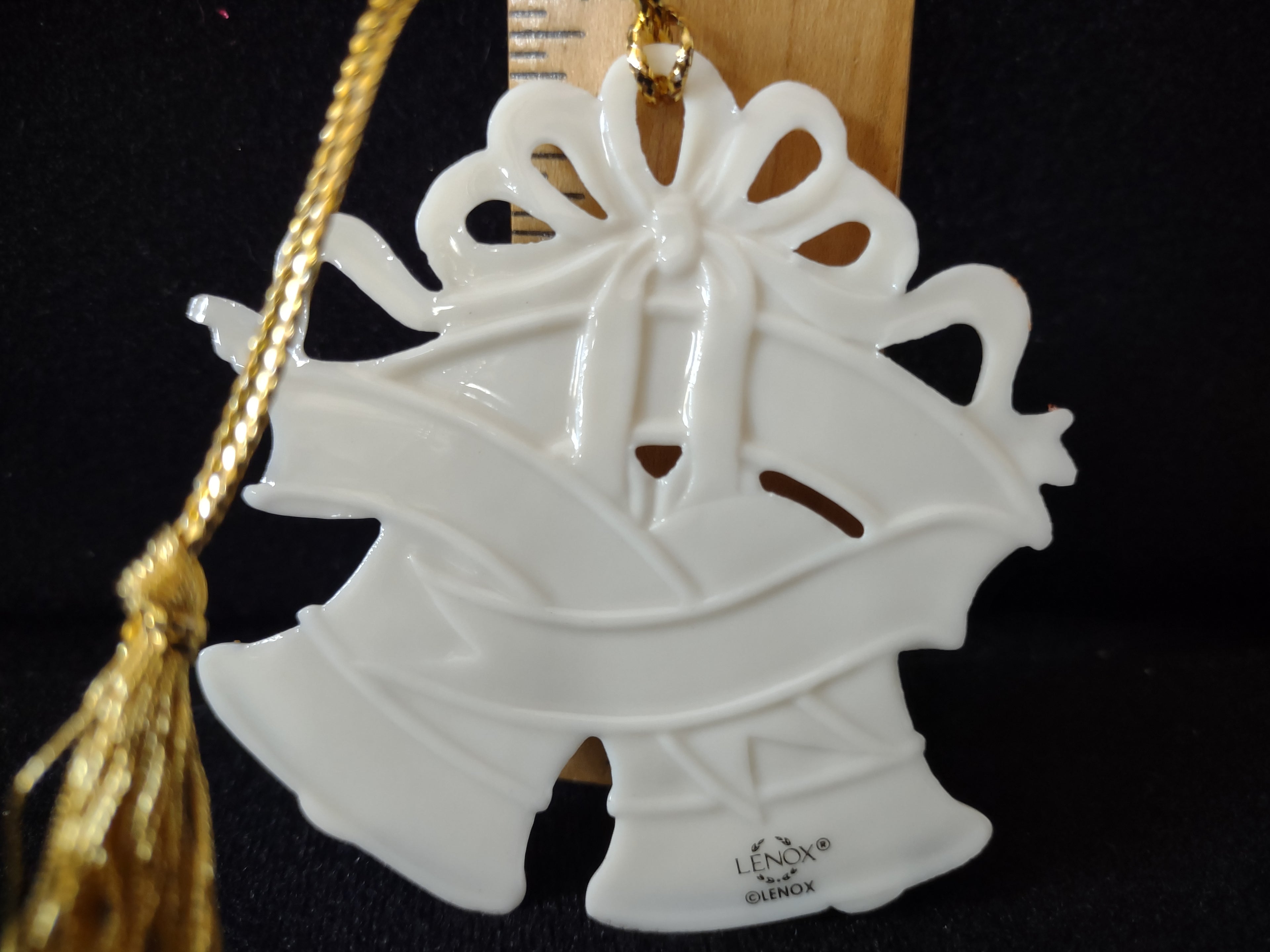 Vintage Lenox First Christmas Together 1999 Bells Ornament White & Gold [4873]