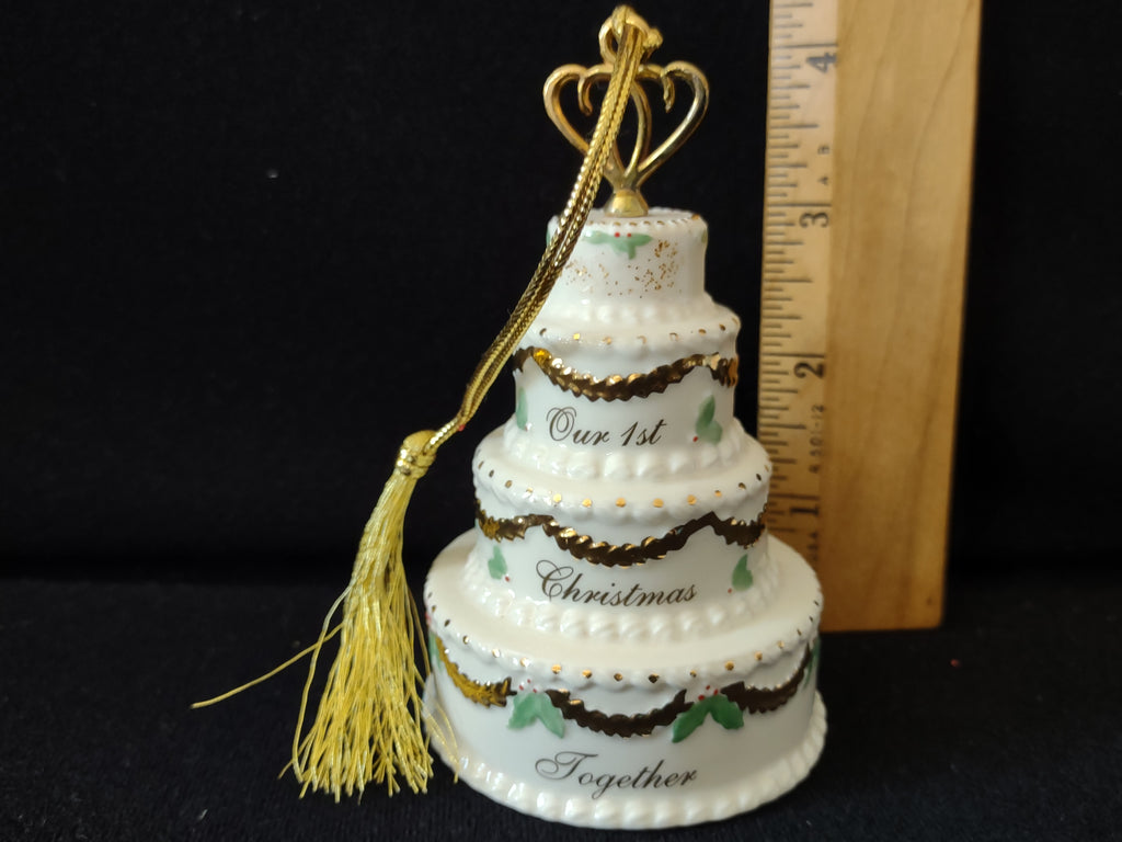 Vintage Lenox Our 1st Christmas Together Wedding Cake Ornament [4876]