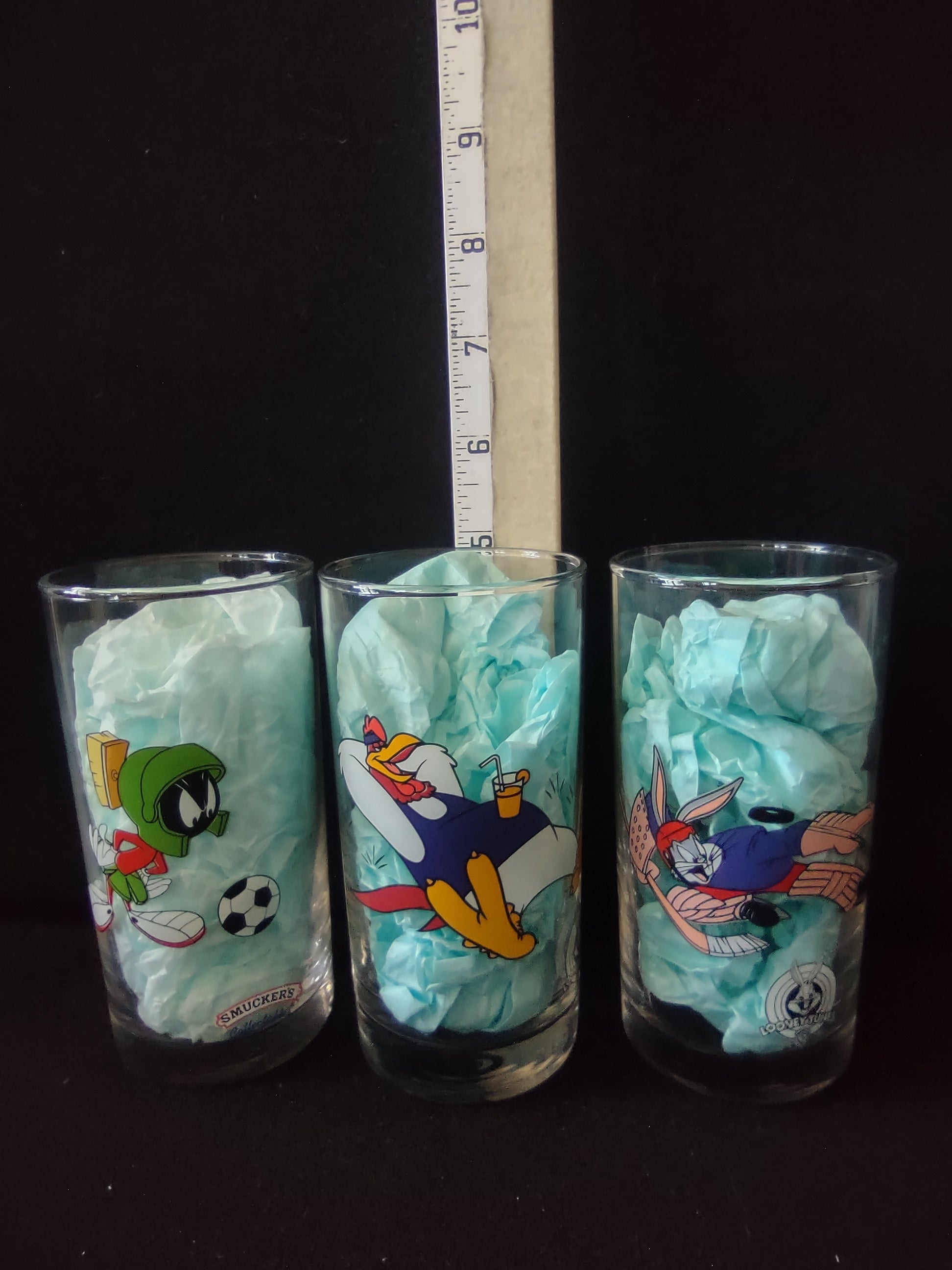 Vintage Smucker's Looney Tunes Sports Glasses Set of 3 WB 1998 [6512]