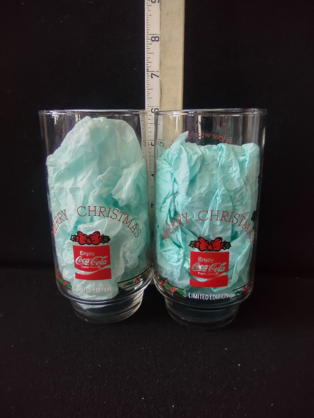Vintage Coca-Cola Merry Christmas Holly Hobbie Glasses Set of 2 [4857]
