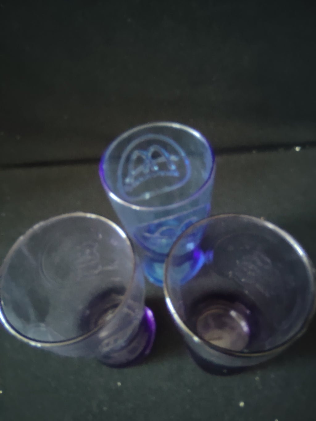 Vintage McDonald's Embossed Glasses Blue & Purple 1955 1961 Set of 3 [6514]