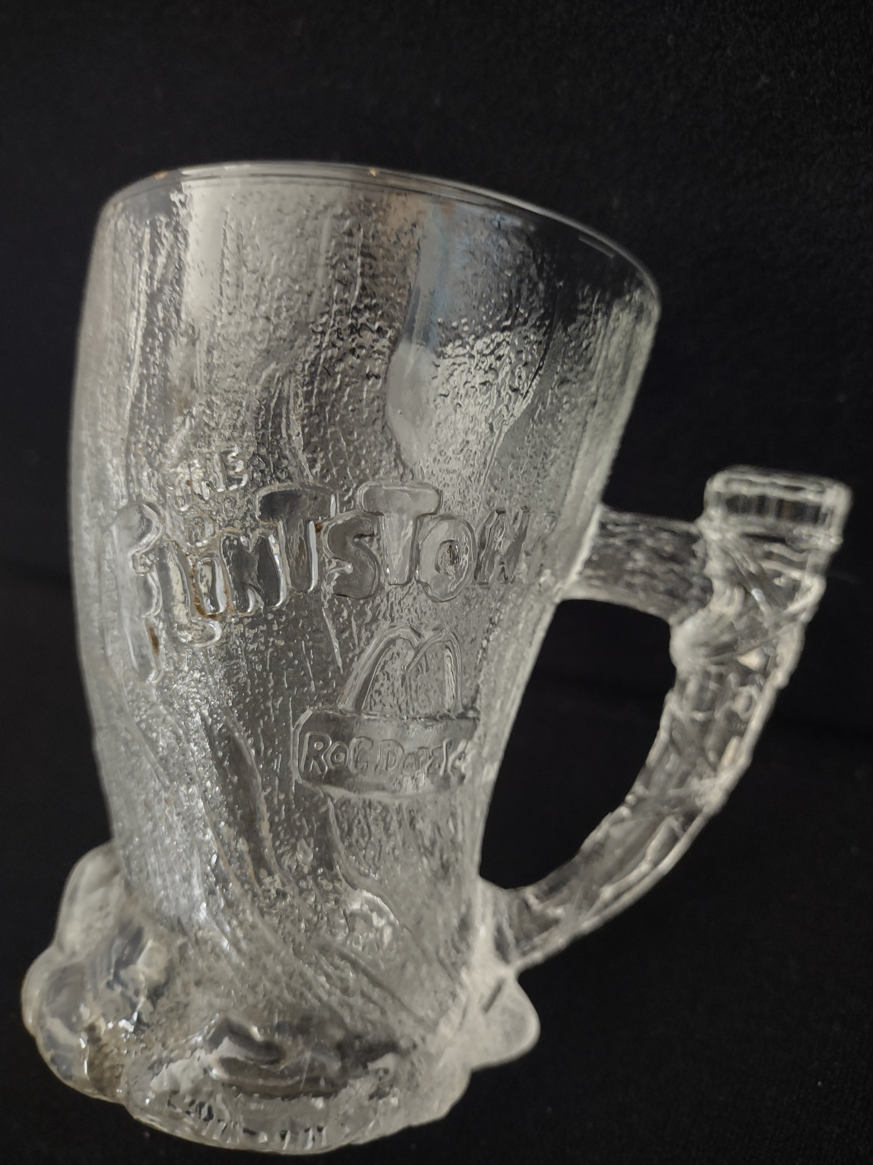 Vintage Flintstones Mammoth Mug McDonald's Clear Glass Made France [6517]