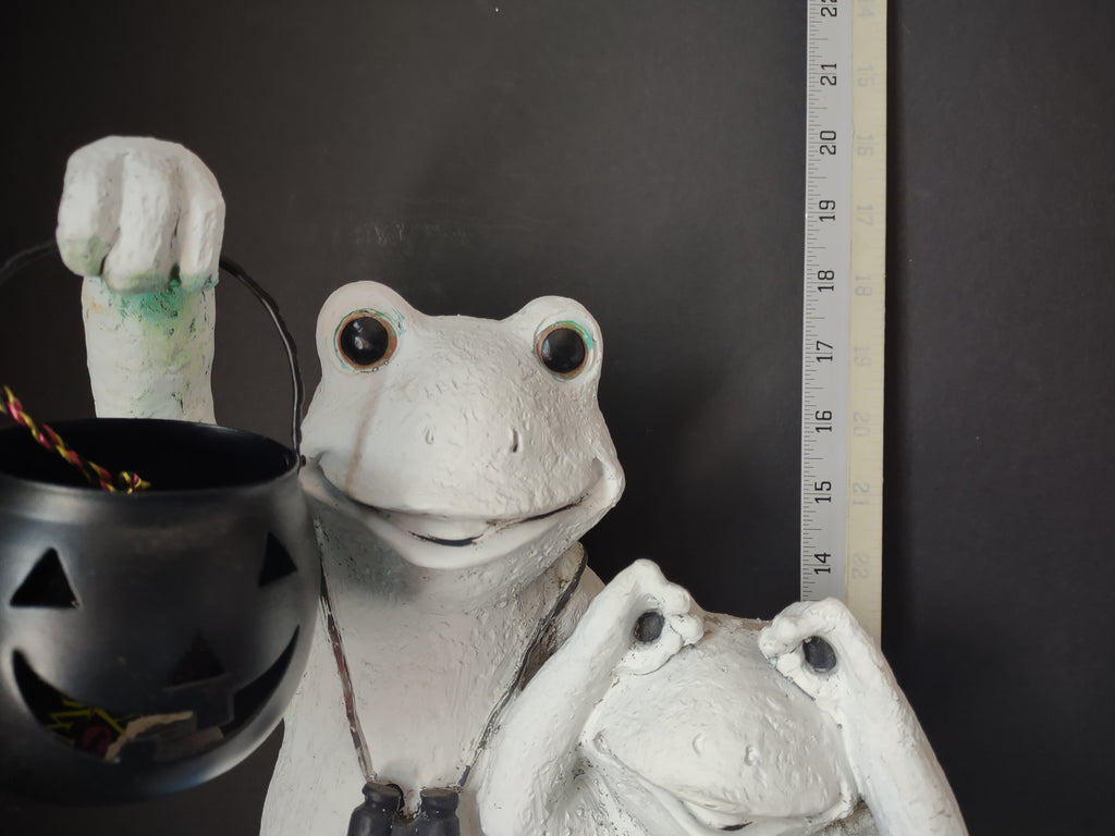 Vintage Resin Frog Duo Figurine Binoculars Beach Swimwear 22" [6543]
