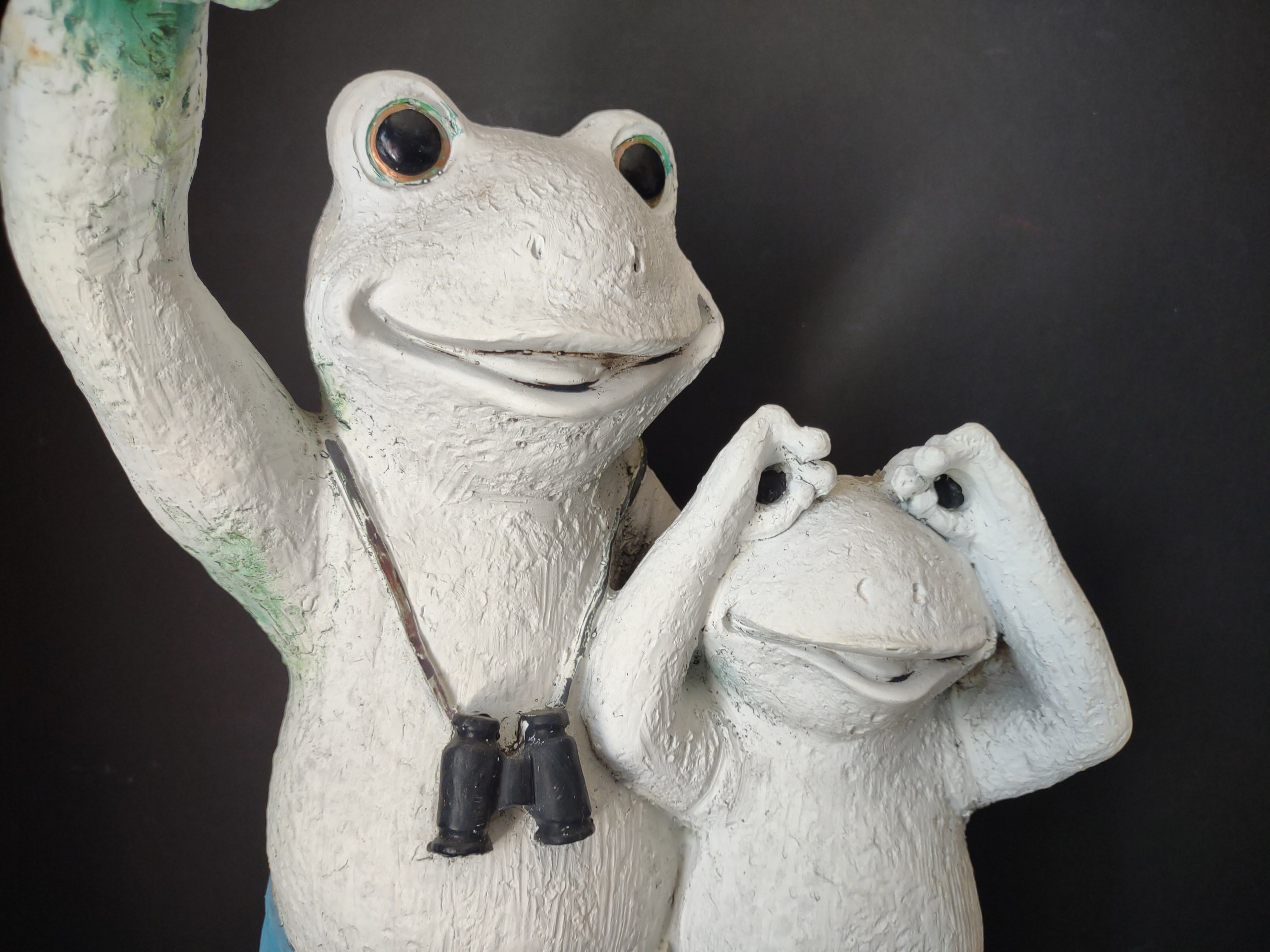 Vintage Resin Frog Duo Figurine Binoculars Beach Swimwear 22" [6543]
