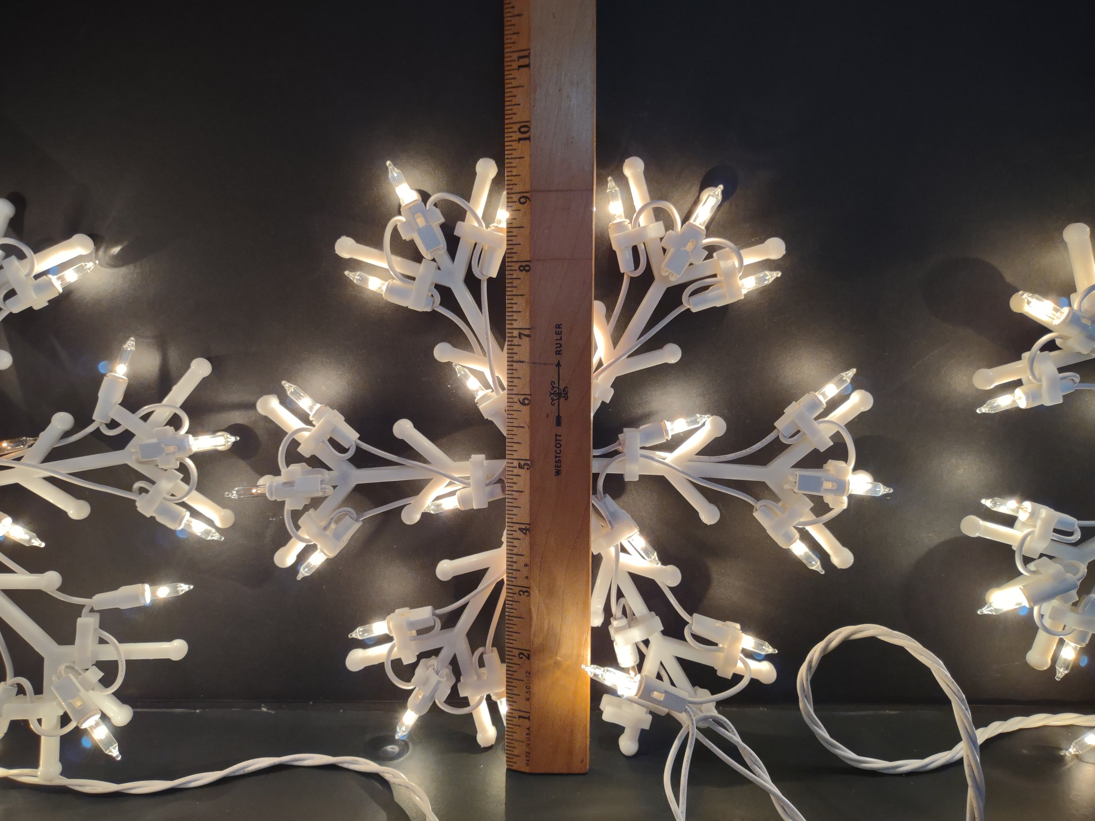 Vintage Lighted Snowflake String Lights Set of 4 White Wire [4861]