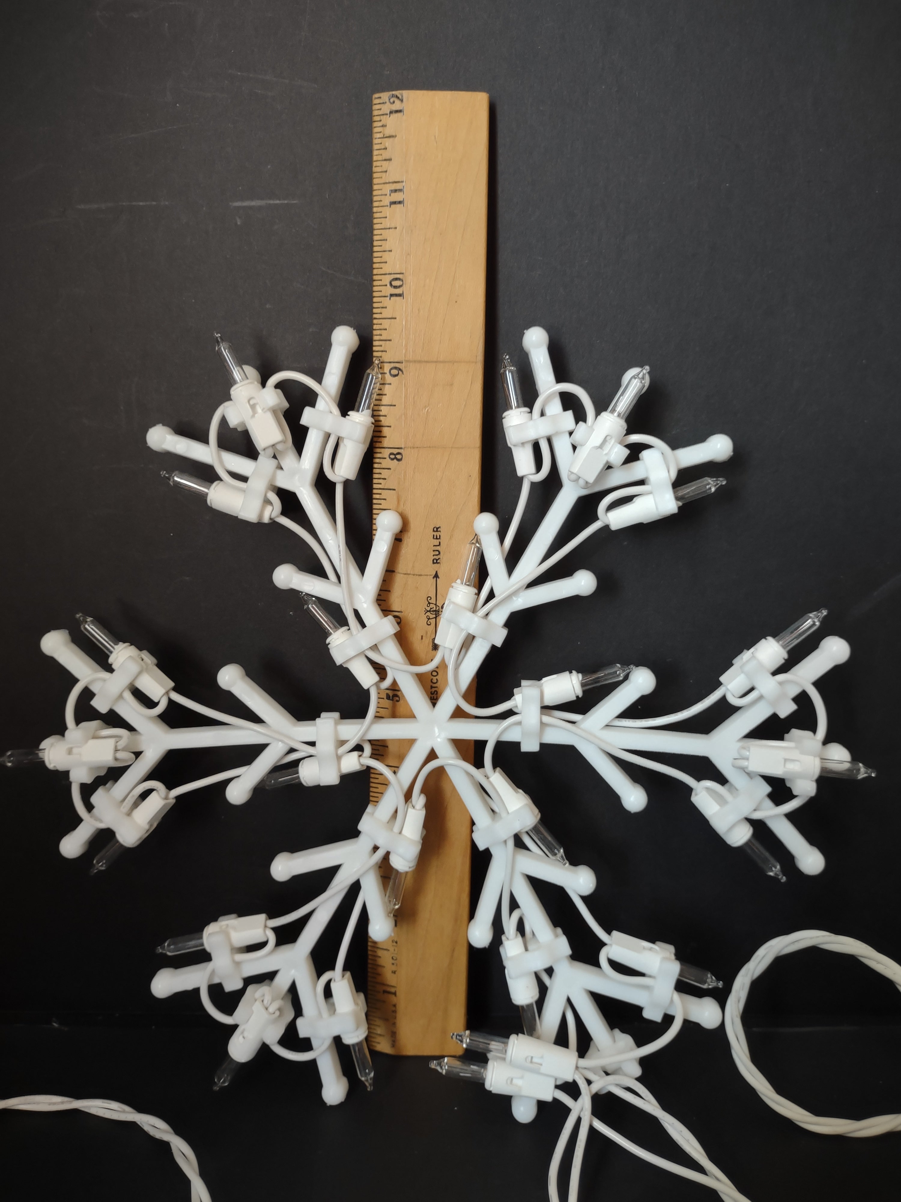Vintage Lighted Snowflake String Lights Set of 4 White Wire [4861]