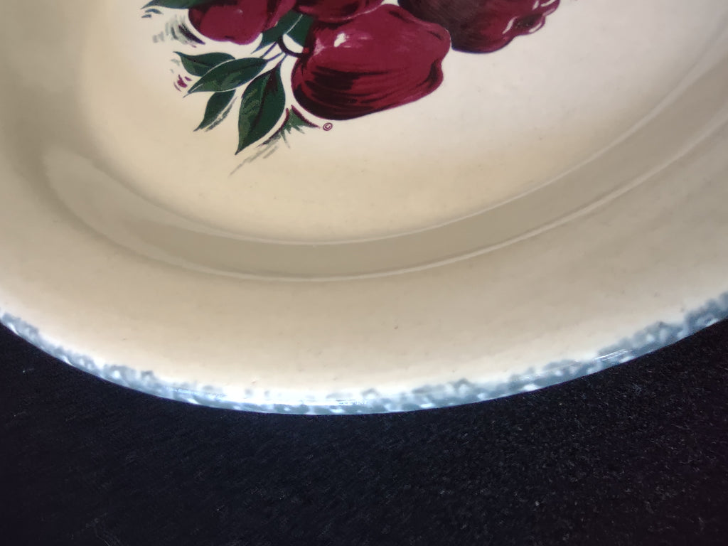 Vintage Home & Garden Party Red Apple Cream Plate Hand Made USA 2000 [6528]