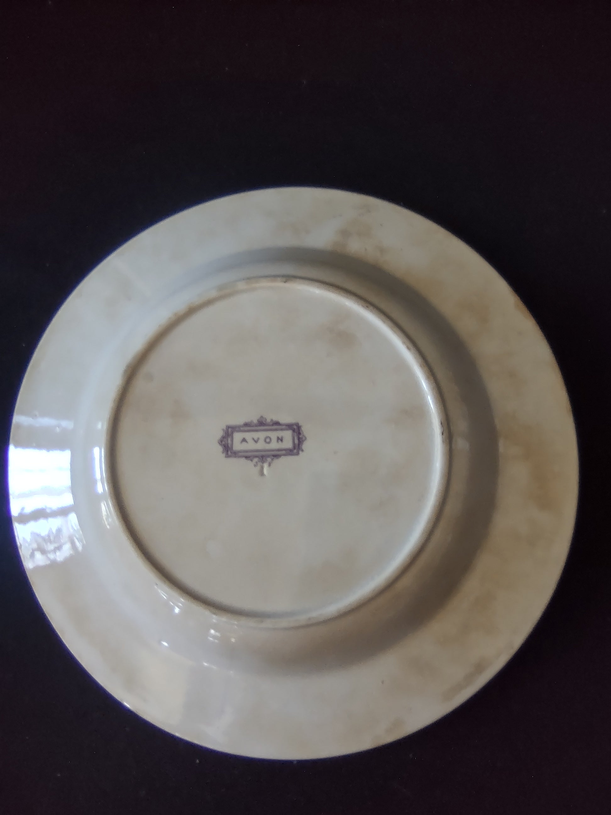 Vintage Avon John Furnival Floral Rose Butterfly Soup Bowl Purple Cream [6529]