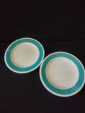 Vintage Corning Decor Turquoise White Dessert Plates Set of 2 [6530]