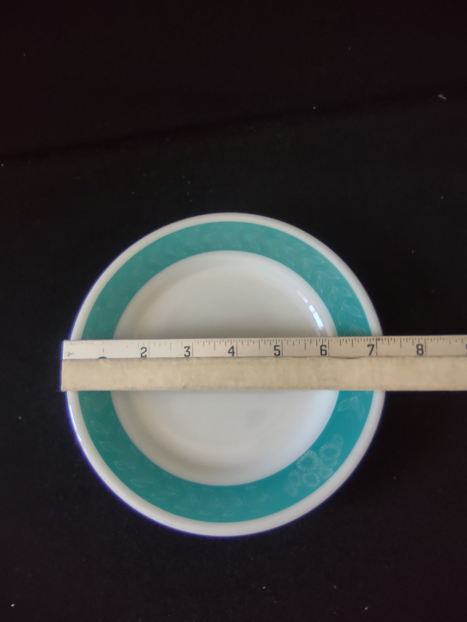 Vintage Corning Decor Turquoise White Dessert Plates Set of 2 [6530]