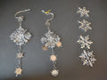 Vintage Snowflake Christmas Ornament Lot Silver-Tone Charms Acrylic [4864]