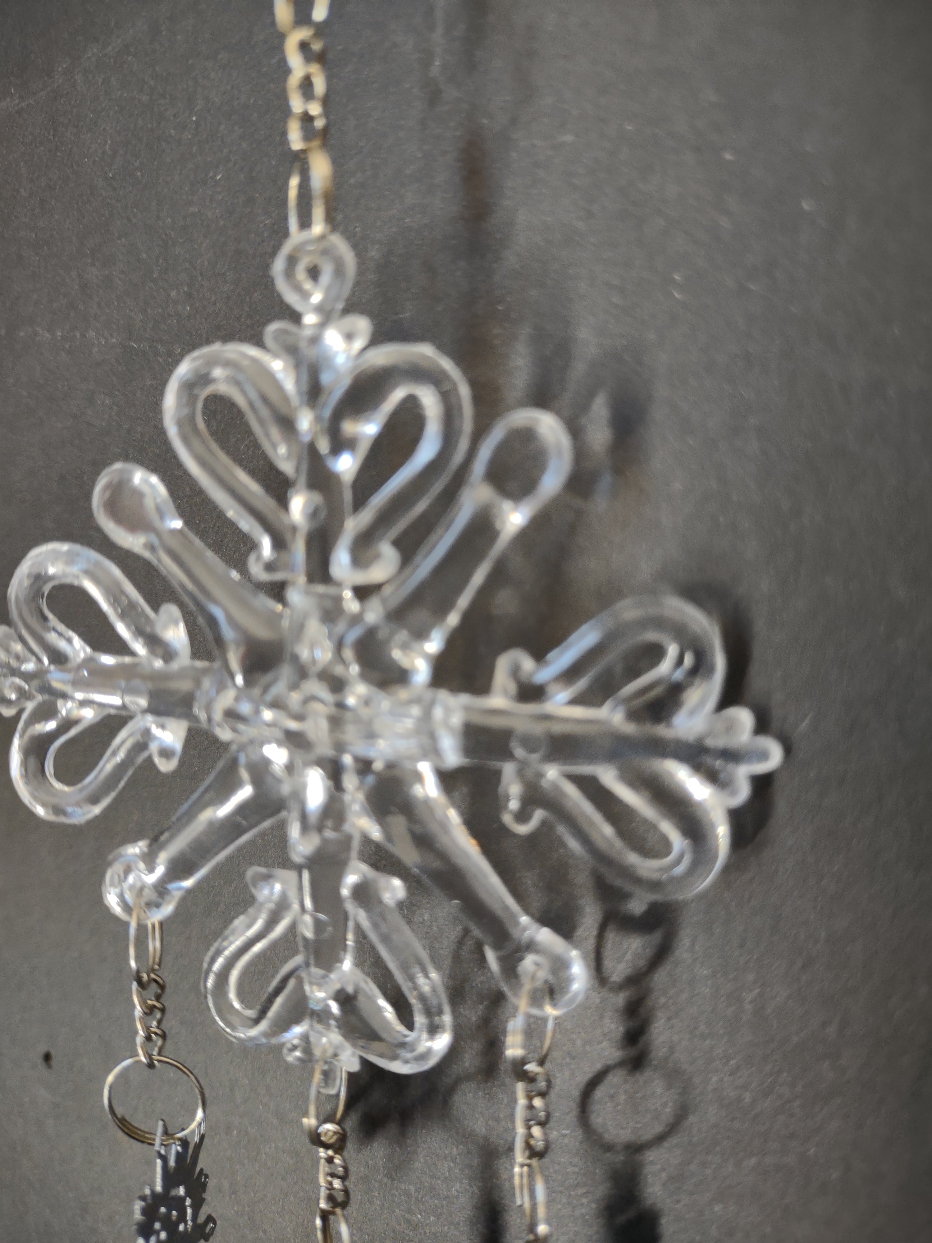 Vintage Snowflake Christmas Ornament Lot Silver-Tone Charms Acrylic [4864]