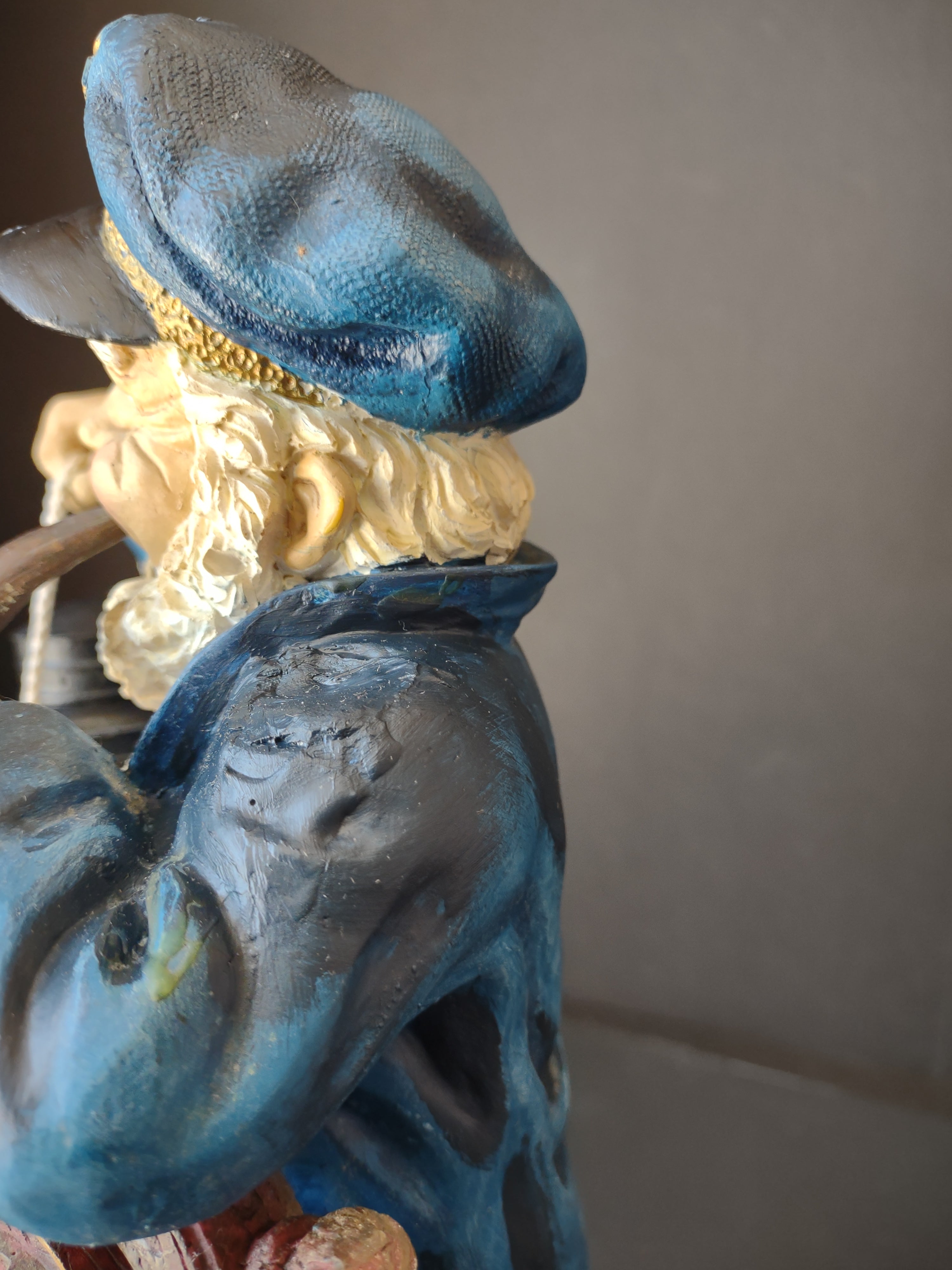 Vintage Sea Captain Sailor Figurine Ship Wheel Lantern Resin 17" [6542]